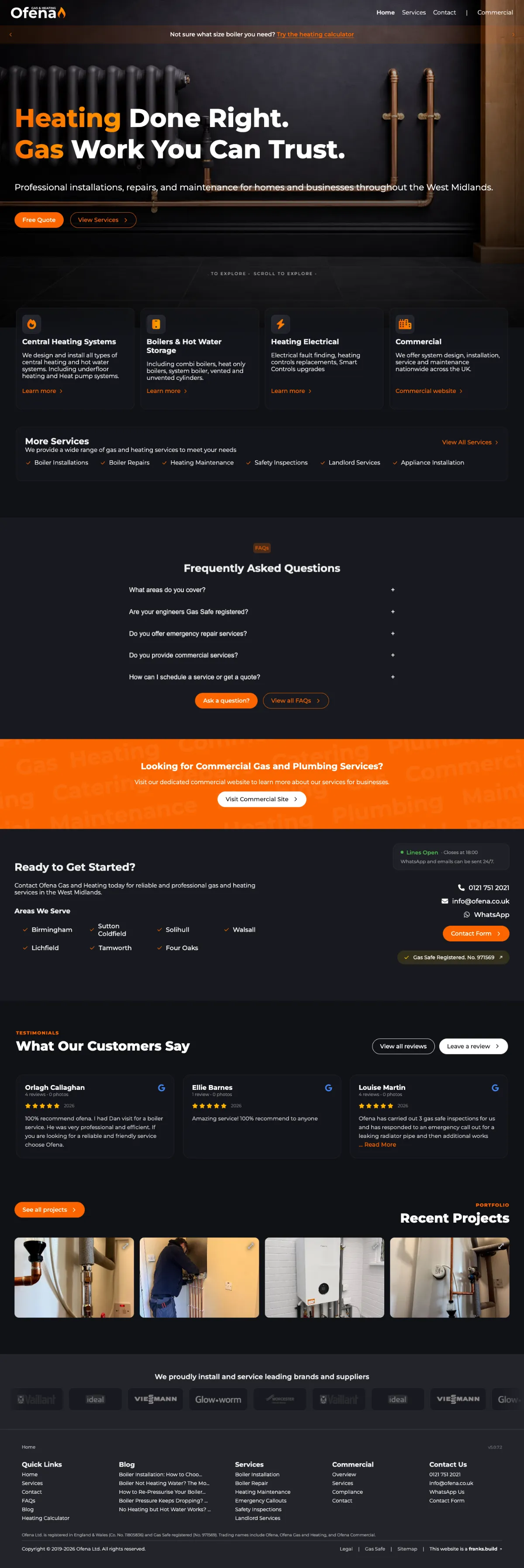 The whole Ofena homepage, top to bottom
